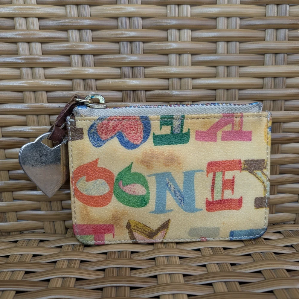 Dooney & Bourke Multicolor Graffiti Doodle Card Holder Coin Wallet Key Chain - Picture 2 of 15